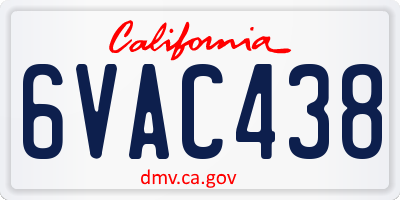CA license plate 6VAC438