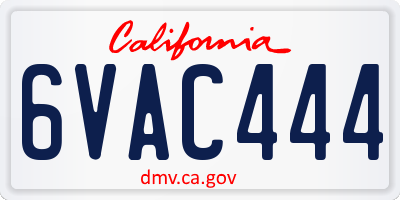 CA license plate 6VAC444