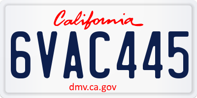 CA license plate 6VAC445