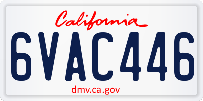 CA license plate 6VAC446