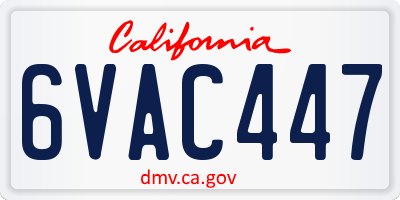 CA license plate 6VAC447