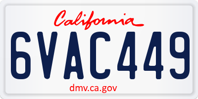 CA license plate 6VAC449