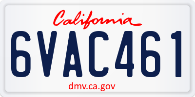 CA license plate 6VAC461