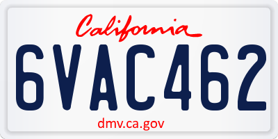 CA license plate 6VAC462