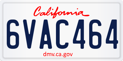 CA license plate 6VAC464