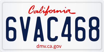 CA license plate 6VAC468