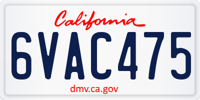 CA license plate 6VAC475