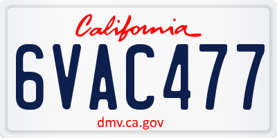 CA license plate 6VAC477