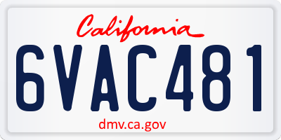 CA license plate 6VAC481