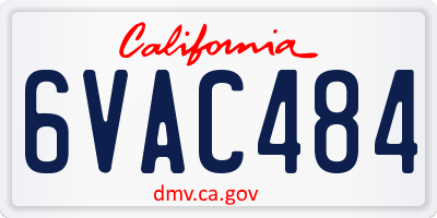CA license plate 6VAC484