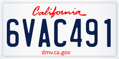 CA license plate 6VAC491