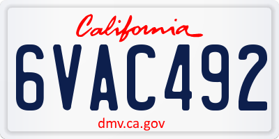 CA license plate 6VAC492