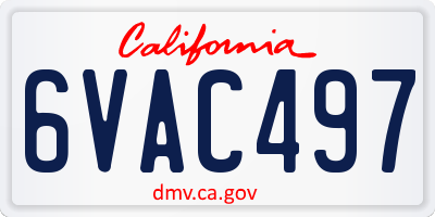 CA license plate 6VAC497