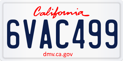 CA license plate 6VAC499