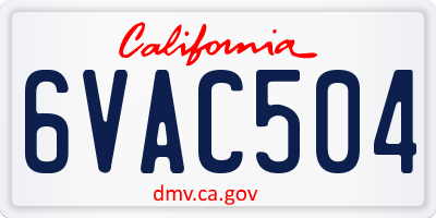 CA license plate 6VAC504