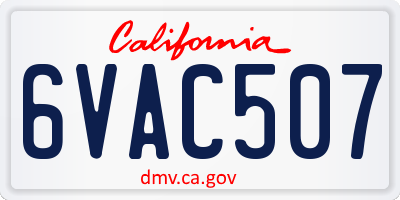 CA license plate 6VAC507
