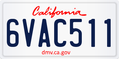 CA license plate 6VAC511