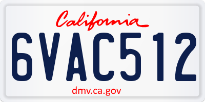 CA license plate 6VAC512