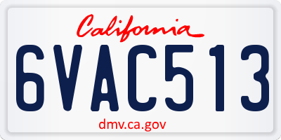 CA license plate 6VAC513