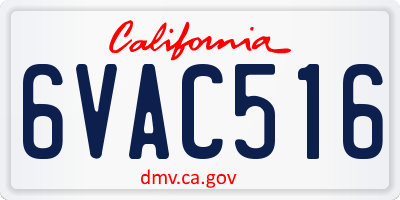 CA license plate 6VAC516