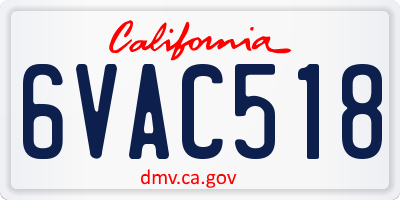 CA license plate 6VAC518