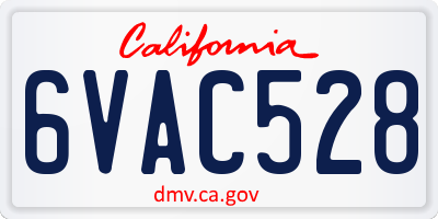 CA license plate 6VAC528