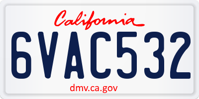 CA license plate 6VAC532