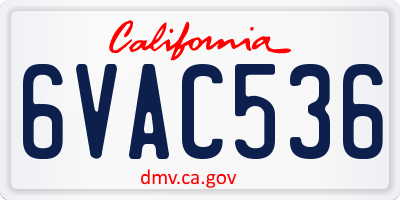 CA license plate 6VAC536