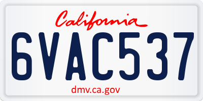 CA license plate 6VAC537