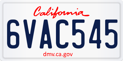 CA license plate 6VAC545