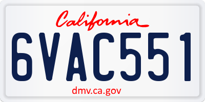 CA license plate 6VAC551