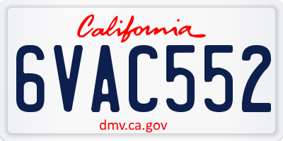 CA license plate 6VAC552