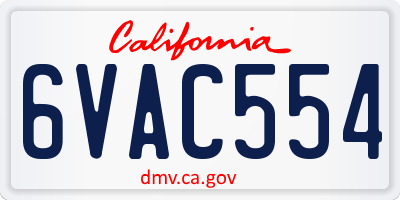 CA license plate 6VAC554