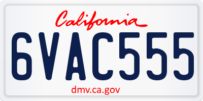 CA license plate 6VAC555