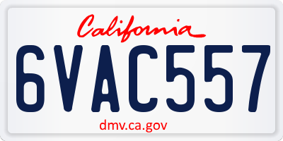 CA license plate 6VAC557