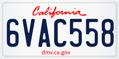 CA license plate 6VAC558