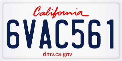 CA license plate 6VAC561