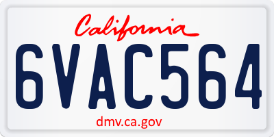 CA license plate 6VAC564