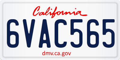 CA license plate 6VAC565