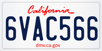 CA license plate 6VAC566