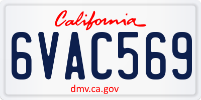 CA license plate 6VAC569