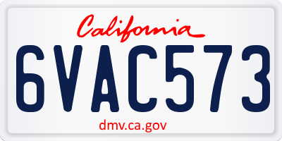 CA license plate 6VAC573
