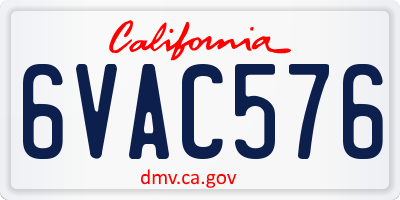 CA license plate 6VAC576