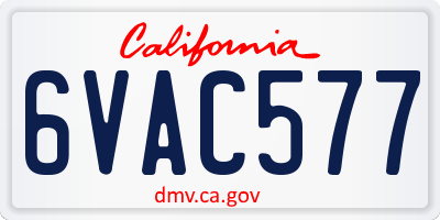 CA license plate 6VAC577