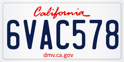 CA license plate 6VAC578