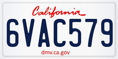 CA license plate 6VAC579
