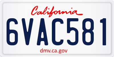 CA license plate 6VAC581