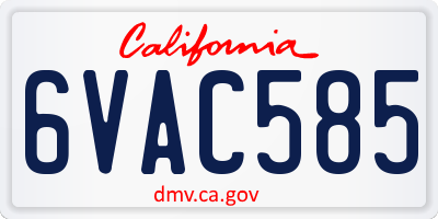 CA license plate 6VAC585