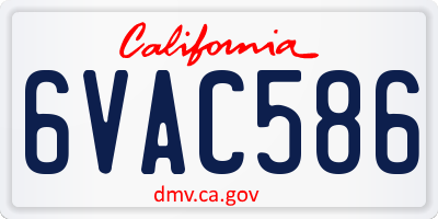 CA license plate 6VAC586