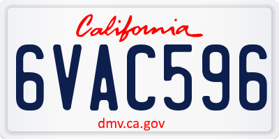 CA license plate 6VAC596